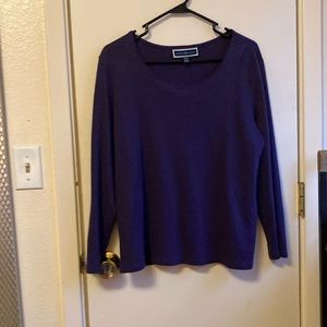 Karen Scott Petites, Long Sleeve, Scoop Neck Top Dark Purple Top, PXXL